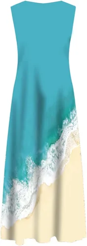 Vista 4 de ZEFOTIM Vestidos de verano para mujer 2023 de manga cortasin mangas, floral, cuello en V, vestido midi casual, a la moda, vestidos fluidos