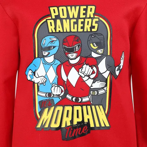 Vista 4 de Power Rangers Morphin Red Ranger, Blue Ranger, and Grey Ranger Boys Pullover Sweatshirt and Pants Set for Little Kids Red