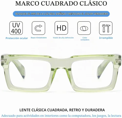Vista 2 de AIEYEZO Gafas de luz azul para mujeres y hombres, marco cuadrado, color negro, rectangular, para computadora, juegos, bloqueo de luz azul
