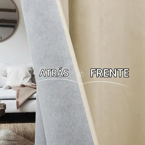 Vista 5 de StangH Cortinas 100% opacas, color beige, terciopelo suave y grueso, cortinas para ventana de dormitorio, forro blanco, cortinas con aislamiento