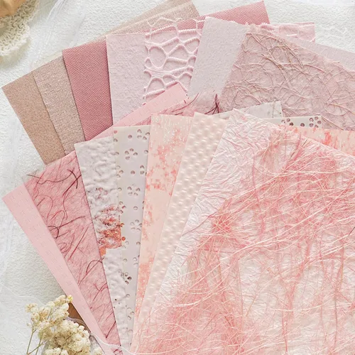 Vista 10 de Aromoty 20 piezas de papel artesanal para álbum de recortes, papel texturizado para manualidades, papel Morandi A5 en malla, tela de morera, mezcla