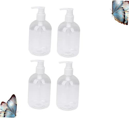 Vista 6 de Botellas de champú recargables, 4 unidades, dispensador de jabón de mano, botellas de agua transparentes, botella de champú, botella de bomba