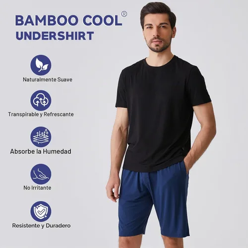 Vista 5 de BAMBOO COOL Camisetas de enfriamiento para hombres con tecnología de absorción de humedad, camisetas básicas elásticas de cuello redondo, 3 paquetes