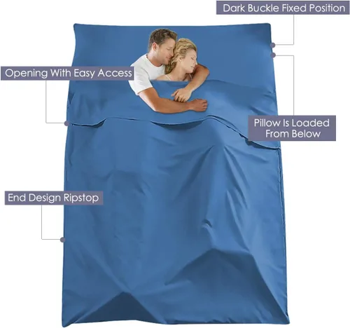 Vista 3 de Sleeping Bag Liner, Camping Travel Home Bed Sheet Compact Sacks Lightweight Breathable Machine Washable Travel Sheet, Multi Size Foldable Pouch