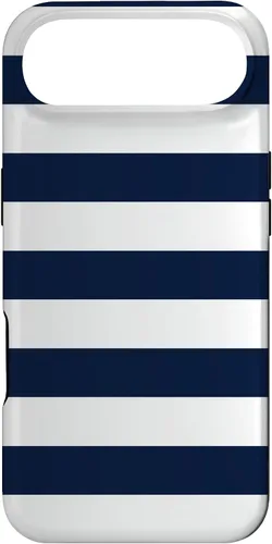 Vista 27 de Azul marino blanco rayas geométricas femeninas rayas preppy rayas caso para iPhone 17