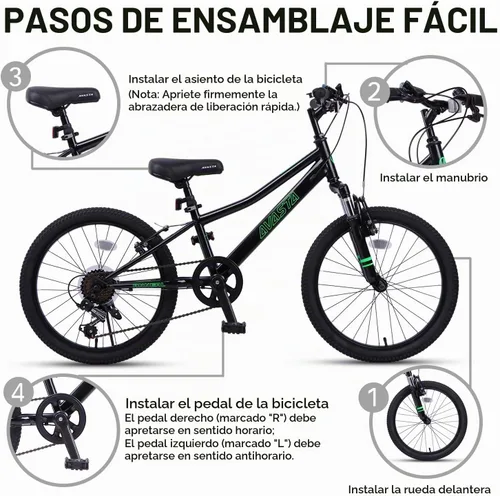 Vista 3 de AVASTA Bicicleta de montaña para niños grandes de 20 pulgadas de Govet Negro