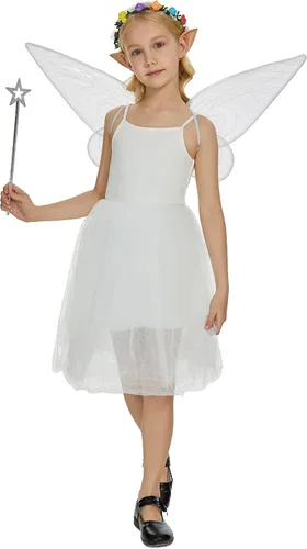 Vista 2 de CISMARK Halloween Butterfly Fairy Angel Wings Set(wings+elf ears+ fairy wand+flower garlands) for girls adult women
