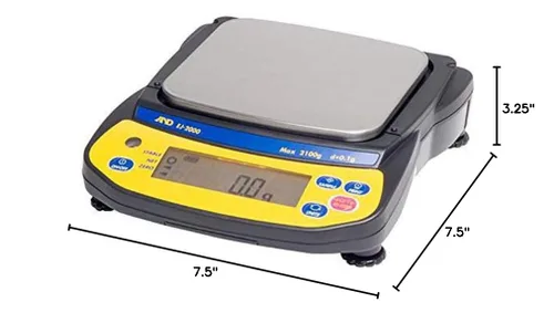 Vista 2 de A&D EJ-2000 - Balanza de laboratorio de precisión de 74.08 oz x 0.00 oz, tamaño de cacerola 5 x 5.5 pulgadas, báscula portátil compacta