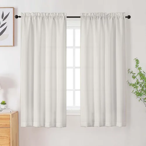 Vista 17 de Cortinas de lino para dormitorio y sala de estar de 96 pulgadas de largo, juego de 2 paneles, con bolsillo para cortinero, filtrado de luz, textura