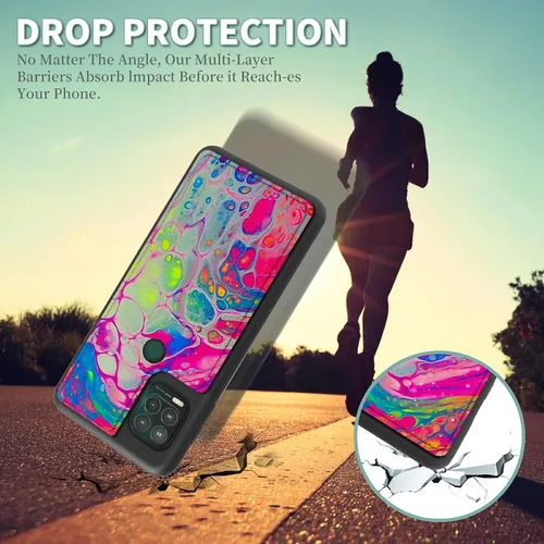 Vista 3 de Funda tipo cartera de mármol abstracto para Moto G Stylus 5G 2021 con tarjetero y bloqueo RFID, piel sintética suave, función atril, cierre