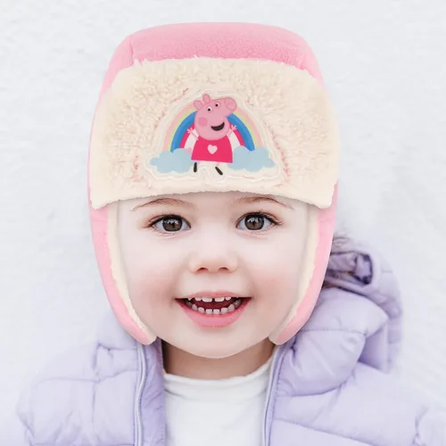 Vista 2 de Hasbro Conjunto de gorro y manoplas de invierno para niñas, gorro de Peppa Pig para niños de 2 a 4 años