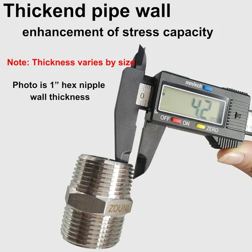 Vista 2 de 4 piezas de tetina hexagonal de 1/2" macho x 1/2" macho accesorios de tubería, adaptadores de tubería de rosca macho NPT de 1/2 pulgada de acero