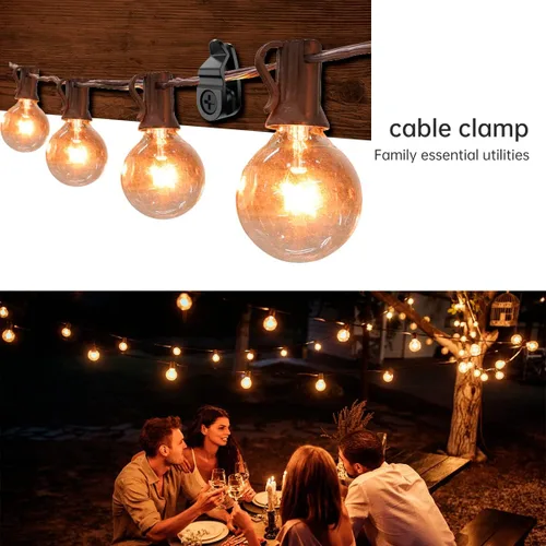 Vista 2 de GEZIDEA Ganchos para colgar luces de cadena, ganchos de rosca para colgar luces de Navidad, clips de luz LED de hadas, negro, paquete de 50