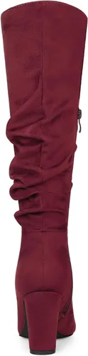 Vista 3 de Allegra K Botas altas hasta la rodilla con tacón grueso y puntiagudas para mujer