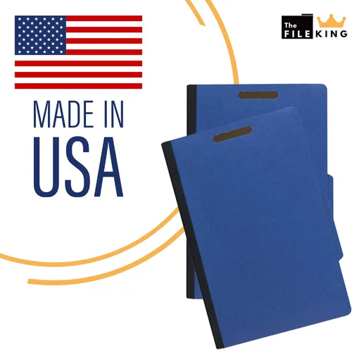 Vista 5 de The File King Carpeta de archivos de división azul con clasificación de cartón prensado, tamaño legal, caja de 10, dos divisores, seis puntas