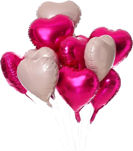 Vista 2 de Giga Gud 30 globos de papel de aluminio, de 18 pulgadas, rosa intenso y rosa macarrón, con tema de amor, perfectos para proponer matrimonio, boda