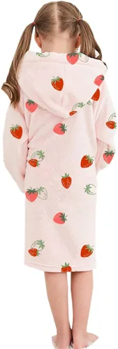 Vista 4 de Umeyda Girls Fleece Hooded Robes, Warm Printed Bath Robe for Kids Soft Fuzzy Bathrobe for Gifts, 1-12 Years