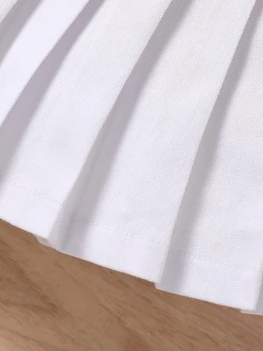 Vista 4 de Floerns Falda plisada con estampado gráfico de letras para niñas, traje de dos piezas