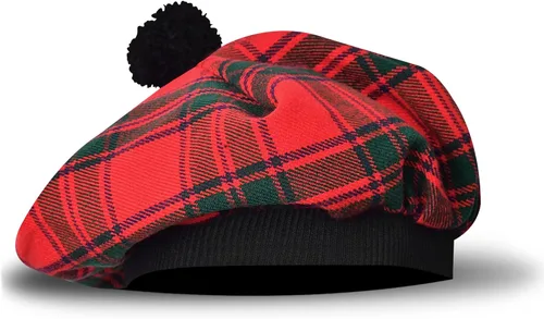 Vista 43 de Sombrero escocés Tam o Shanter Gorro escocés Tartan P.V Tartan (poliviscosa) Mezcla de lana con pompón Talla única para todos.