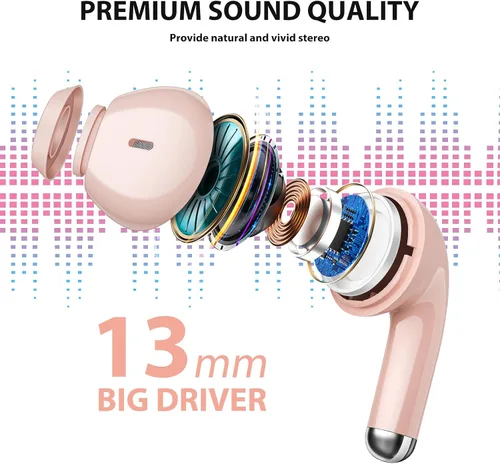 Vista 3 de ASKUBSKU Auriculares inalámbricos para Samsung S26 S25 S24 Ultra S23 Fe S22 Rosa