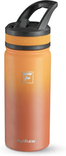 Vista 36 de Fanhaw Botella de Agua Aislada para Niños de 18 Oz con Tapa de Pajita – Acero Inoxidable de Doble Pared al Vacío, A Prueba de Fugas, Botellas