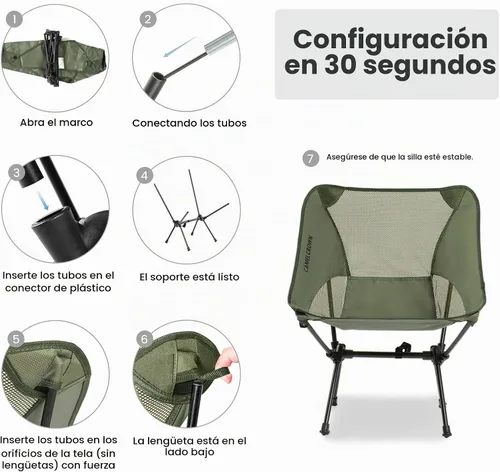 Vista 6 de CAMEL CROWN Silla portátil de camping ligera y compacta plegable con malla para acampar al aire libre, viajar, playa, picnic, festival, senderismo