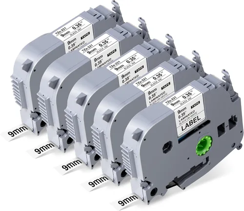 Vista 11 de Weemay Paquete de 4 cintas TZe-221 TZe221 compatibles con Brother TZ 0.354 in 0.35 cinta blanca laminada TZe TZ TZ221 TZ-221 3/8 etiqueta laminada