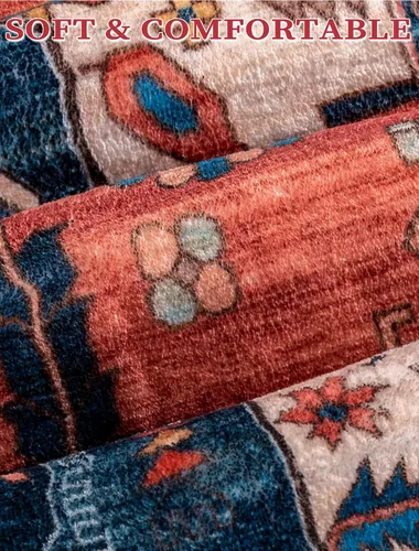 Vista 77 de SERISSA - Tapetes florales vintage, antideslizante, lavable, pequeño, ultrasuave, bohemio, de pelo bajo, para entrada, interiores, habitación