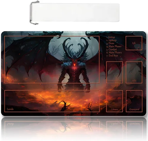 Vista 46 de Tapete de juego MTG cosido de alta calidad con zonas y parte trasera de goma antideslizante, tapete de juego TCG para MTG y otros juegos de cartas