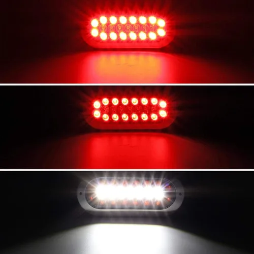 Vista 2 de Partsam 4 luces LED ovaladas de 6.5 pulgadas para remolque, 23 luces LED de montaje en brida, luces traseras de freno rojas, luces de marcha