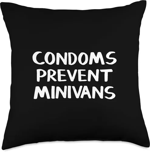Vista 5 de Condoms Prevent Minivans Almohada de tiro 16x16, multicolor