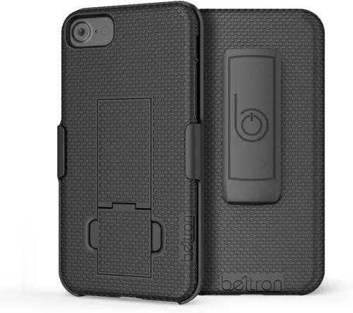 Vista 8 de BELTRON Funda para iPhone 7/8/SE 2020/SE 2022, funda de agarre de goma súper delgada y funda de clip giratorio para cinturón combinado con soporte
