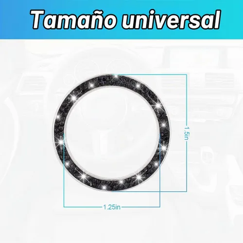 Vista 2 de Calcomanías para anillo de arranque de motor con diamantes de imitación de cristal, paquete de 2 unidades, cubierta para botón de arranque de Negro