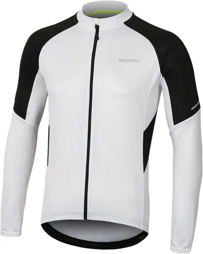 Vista 7 de BERGRISAR Hombres Básico Ciclismo Jerseys Manga Larga Bicicleta Bicicleta Camisa Cremallera Bolsillos BG012 Azul oscuro