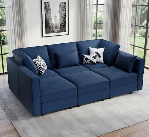 Vista 12 de Vesgantti - Sofás seccionales con asientos de almacenamiento, sofá seccional modular convertible en forma de L de 118" de 4 asientos y 1 otomán