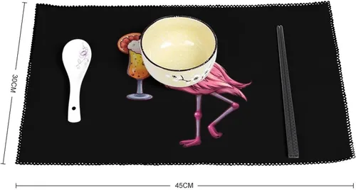 Vista 2 de Flamingo Beer Placemats Set of 6 Resistant Table Mats Washable Place Mats for Dinner Party Table Decoration
