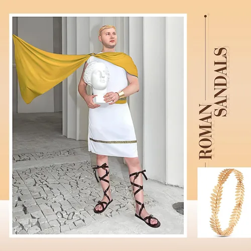 Vista 5 de Adult Roman Sandal Costume Accessory Roman Emperor Crown Gold Leaf King Crown Toga Costume Women Gold Headpiece Laurel Wreath