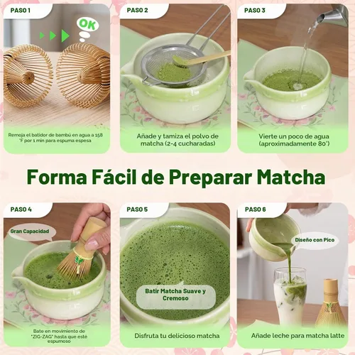 Vista 5 de Matcha Whisk Set With Bowl: 3 Replacement Bamboo Whisks Green