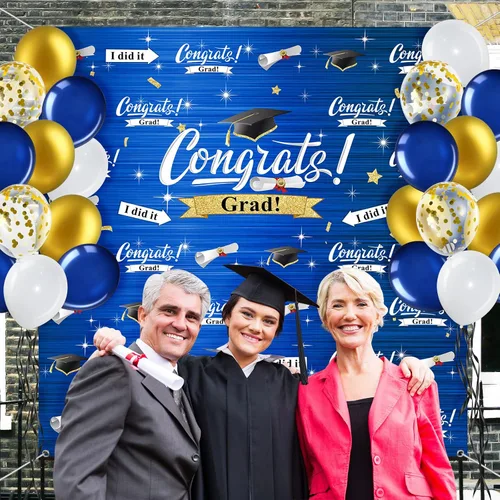 Vista 7 de Decoraciones de fiesta de graduación, incluyendo Congrats Grad, telón de fondo de fotografía, globos, kit de arco de guirnalda para adultos y niños
