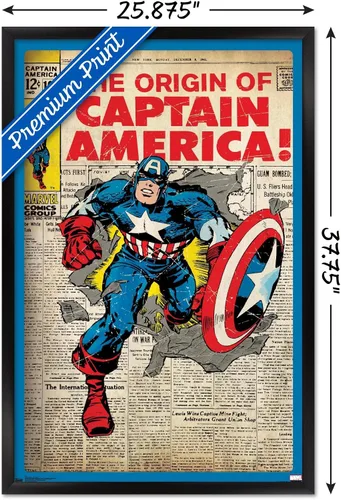 Vista 3 de Trends International Marvel Comics - Póster de pared original de 24 x 36 pulgadas, Capitán América, 24 x 36 pulgadas, versión enmarcada en negro