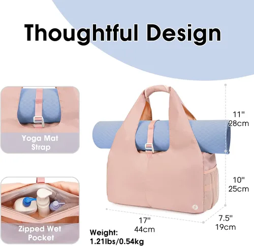 Vista 2 de sportsnew Bolsas de gimnasio de yoga para mujer con compartimento para zapatos, bolsillos de almacenamiento en seco húmedo y soporte ajustable