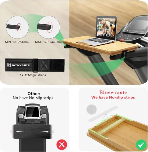 Vista 11 de Nnewvante Accesorio de escritorio para caminadora de bambú, soporte para computadora portátil, estación de trabajo, bandeja ajustable