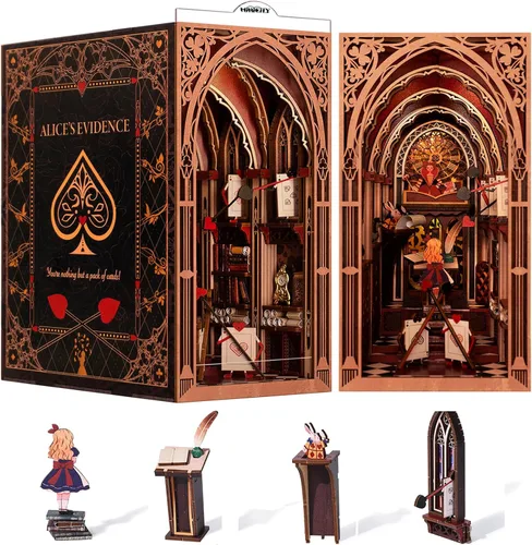 Vista 19 de MiniCity Espacio Rincón de Libros para Principiantes - Kit de Escena en Miniatura DIY con Cubierta Antipolvo, Luces y Estantería Adaptable