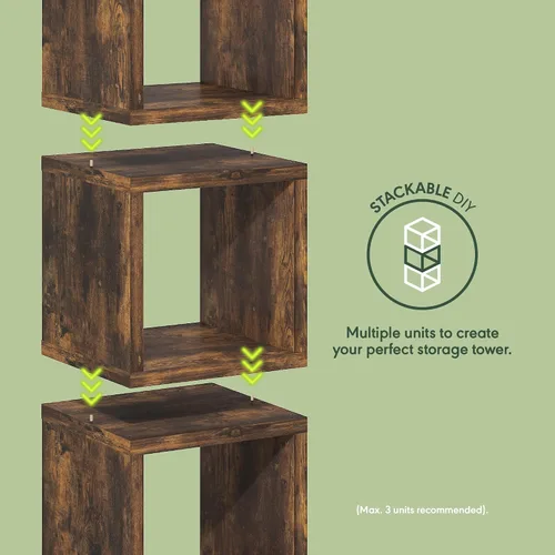 Vista 5 de Furinno Estantería para cubículos, estantería apilable, organizador de almacenamiento en cubos con parte trasera abierta, extragruesa, 15.8 x 15.8 x