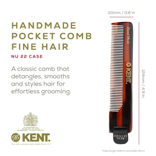 Vista 2 de Kent NU22 - Peine de bolsillo de dientes finos hecho a mano para hombres, mujeres y niños, alisador de pelo para el cuidado diario del cabello