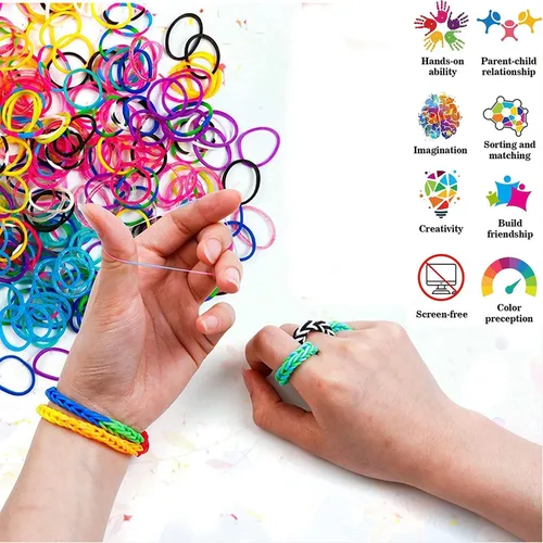Vista 5 de YITOHOP Kit de Pulseras de Bandas Elásticas de Telar 15000+, Bandas de Goma para Kit de Hacer Pulseras, Kit de Fabricación de Pulseras de Telar