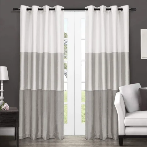 Vista 10 de Exclusive Home Curtains Chateau Rayed Sky Silk Grommet Top Top Curtain Panel Panel, 54x96, Pearl Black, 2 Count Perla negra