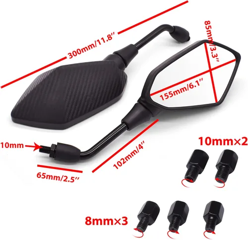 Vista 3 de Espejos laterales universales de motocicleta 2022, espejo retrovisor convexo para manillares, cuatrimoto, motos de nieve, ciclomotor, crucero