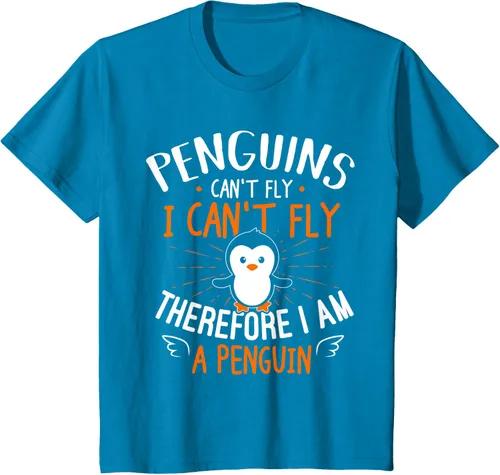 Vista 60 de Penguins Can't Fly Shirt - Camiseta de regalo para amantes de los pingüinos, Azul Azul Marino