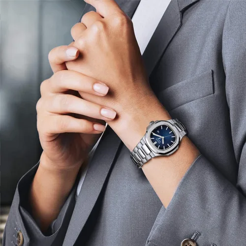 Vista 8 de Reloj de pulsera japonés de cuarzo para mujer, con esfera azul, reloj cuadrado para mujer, resistente al agua, relojes analógicos de cristal, correa